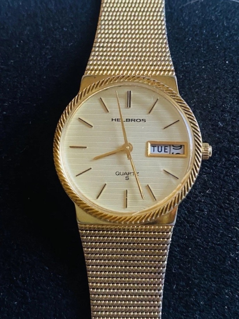 Mens Vintage Helbros Quartz Wristwatch “S” Collection Day/Date 70's Broken Band